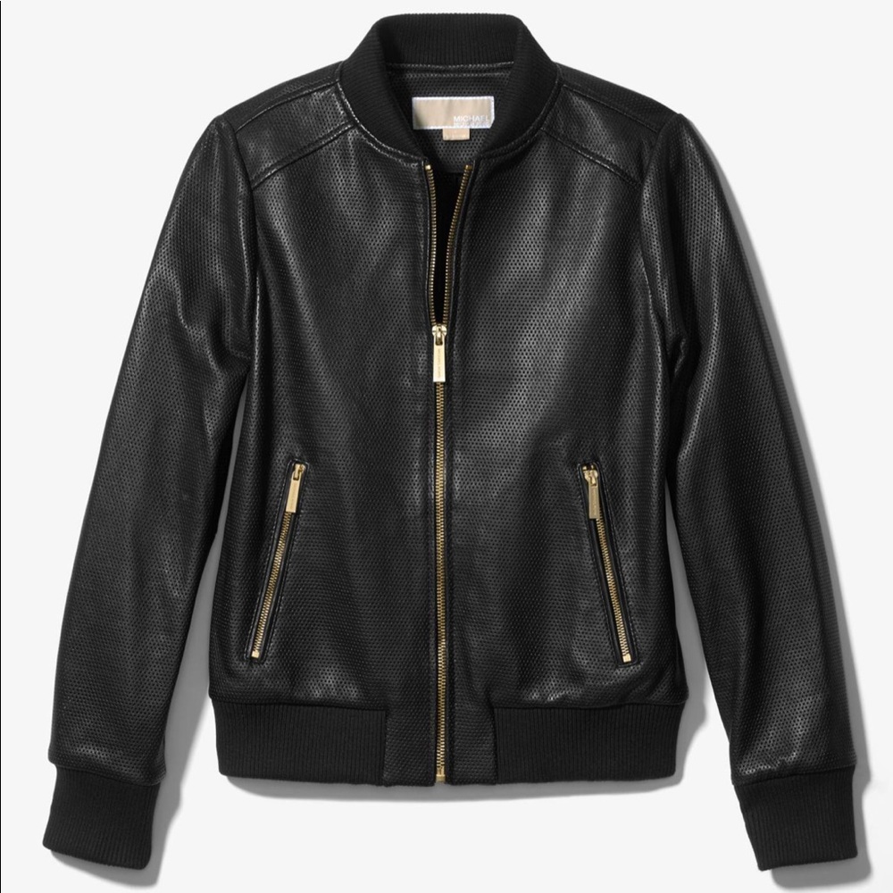 Michael Kors Leather Bomber Jacket XS